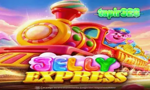 Tampilan visual ceria dari slot Jelly Express dengan tema permen dan kereta api